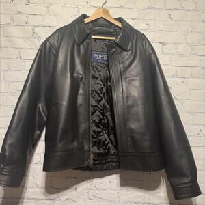Men's Black Leather Jacket by Pop's Leather - Removable Liner & Gun Pockets